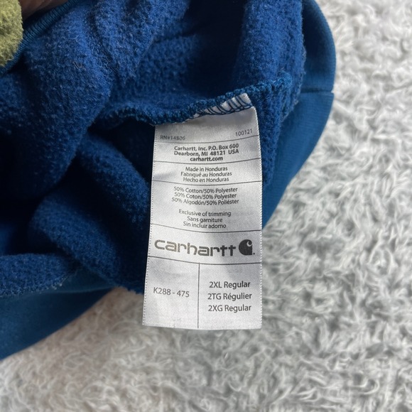 Carhartt Blue Hoodie Pullover Sweatshirt Men's 2XL Original Fit Heavyweight - Picture 4 of 9